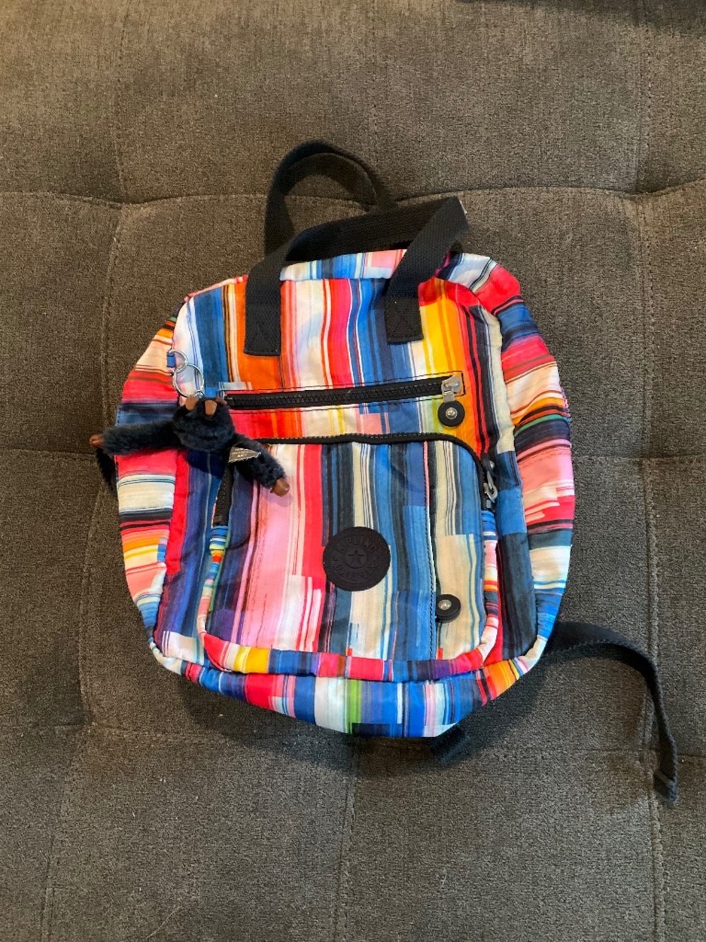 EUC Kipling Multicolor Striped Backpack